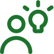 Person with light bulb icon