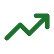 Positive growth symbol with green arrow.